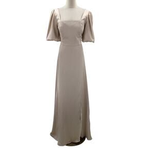 AW BRIDAL 0 XS Taupe Etta Satin Bridesmaid Prom Party A-line Maxi Dess New B41